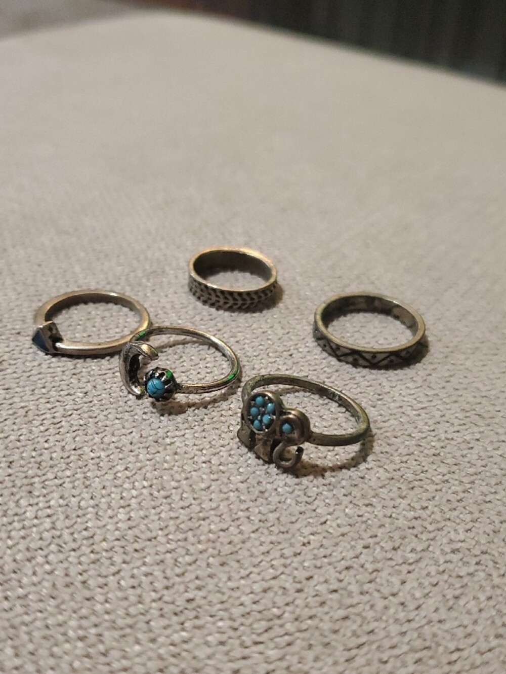 Stackable Boho Rings with Blue Turquoise Accents - Picture 4 of 4